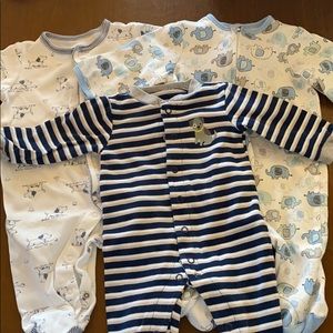 3 pack footie pajamas little me 3 months